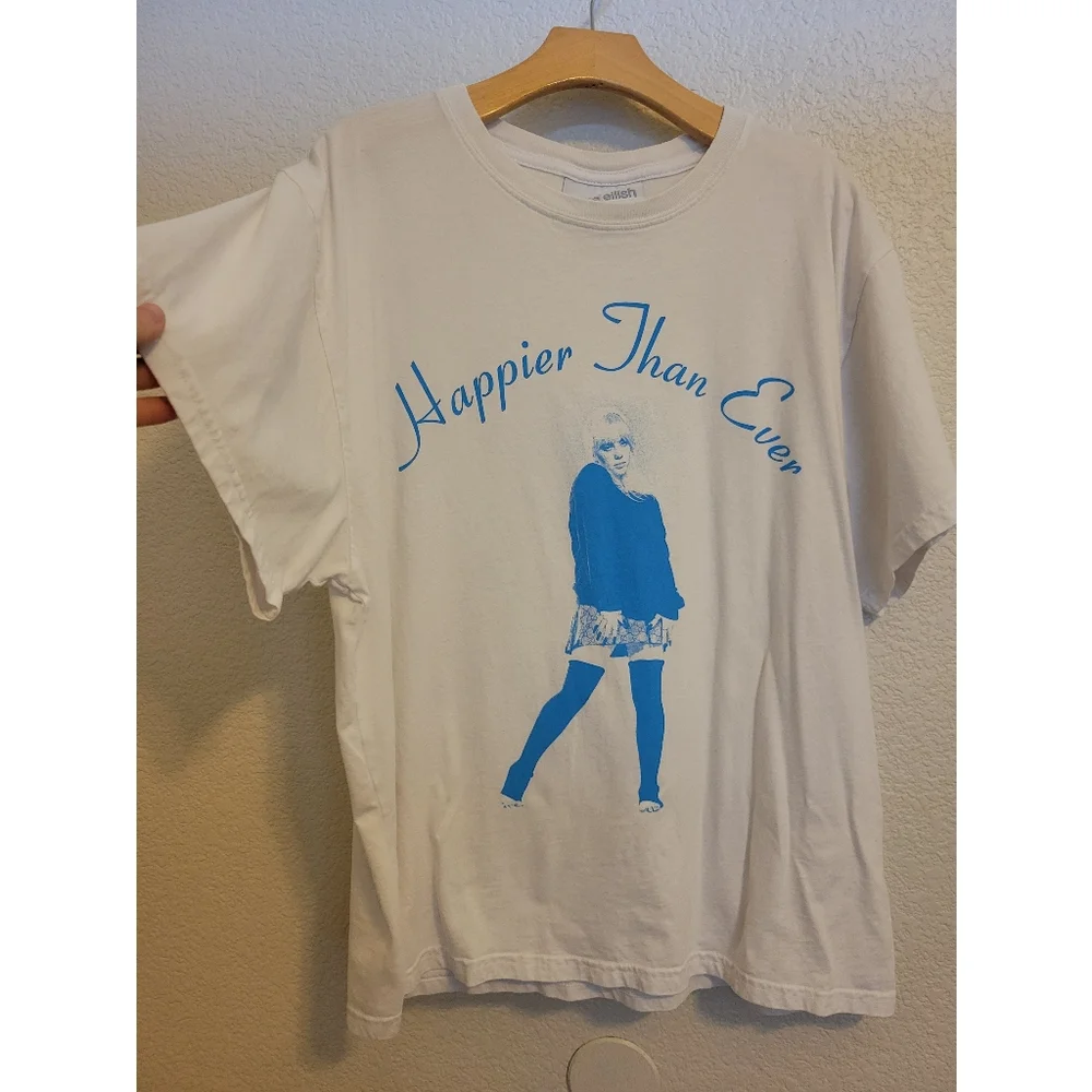 Happier Than Ever Graphic Tee - White and Blue Billie Eilish size L concert tee - Picture 4 of 8